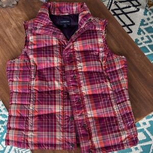Lands' End Red and Pink Plaid Vest